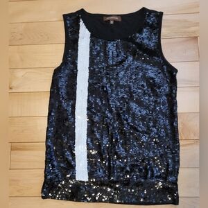 Melanie Lyne Women's Size Medium Sequin Black and White Sleeveless Top